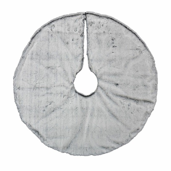 Tapis pour sapin de noël en imitiation fourrure - diam. 90 cm - gris