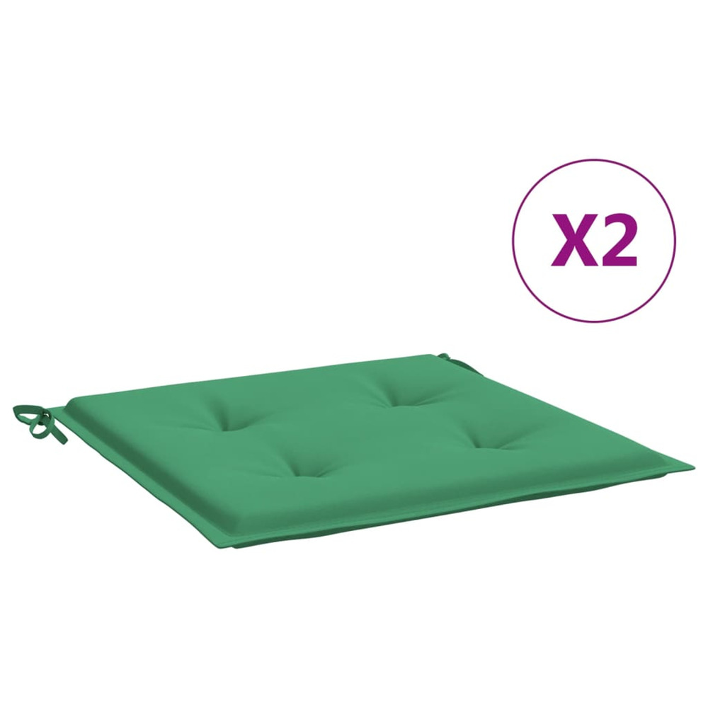 Coussins de chaise de jardin lot de 2 vert 50x50x4 cm