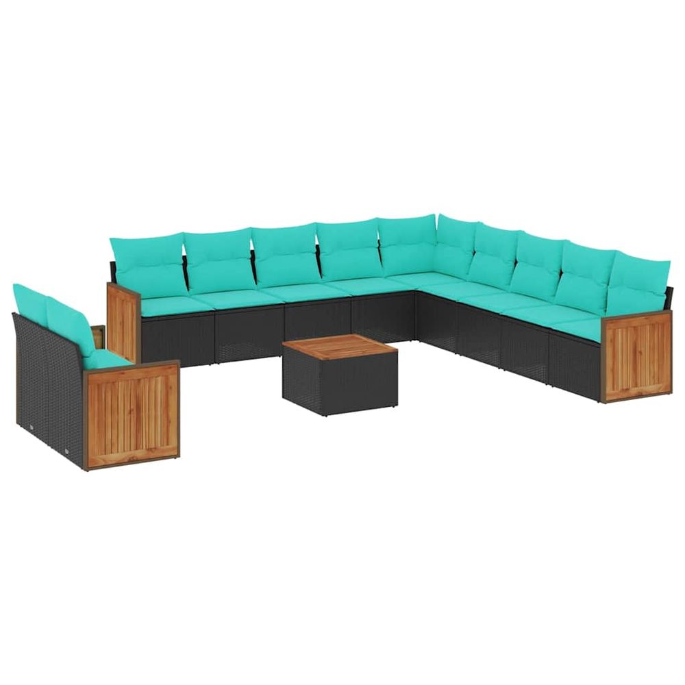 Ensemble de canapé de jardin 12 pcs avec coussins noir