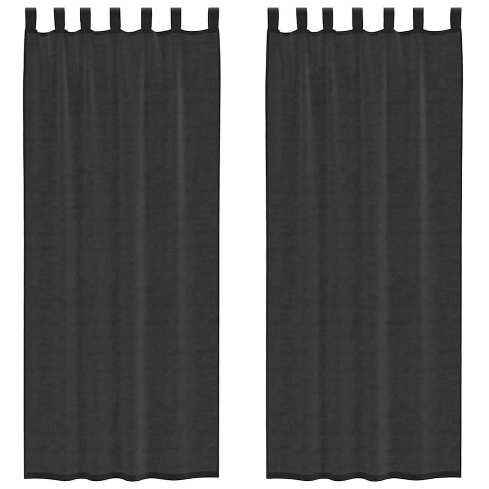 Rideaux en voile avec passants 2 pcs noir
