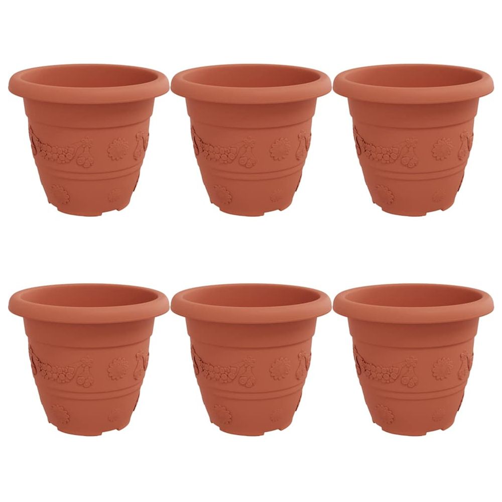 Pot à fleurs rond 6 pc rouge brique ø 26 x 21,5 cm plastique