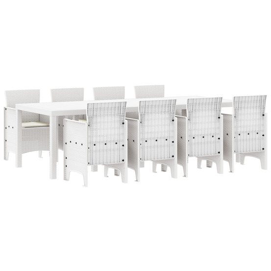 Ensemble de salle à manger de jardin 9 pièces avec coussins gris clair en poly rattan