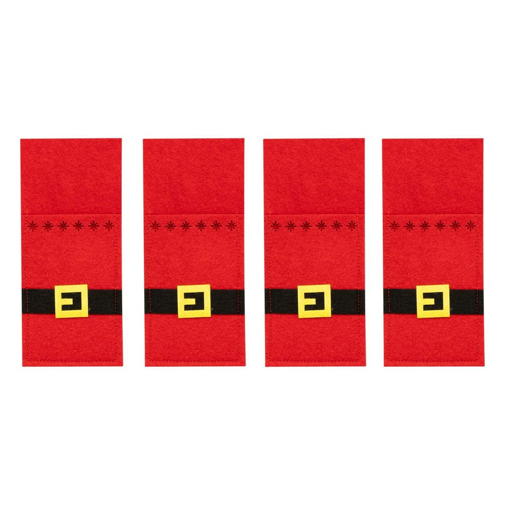 Lot de 4 porte-couverts père noël feutrine