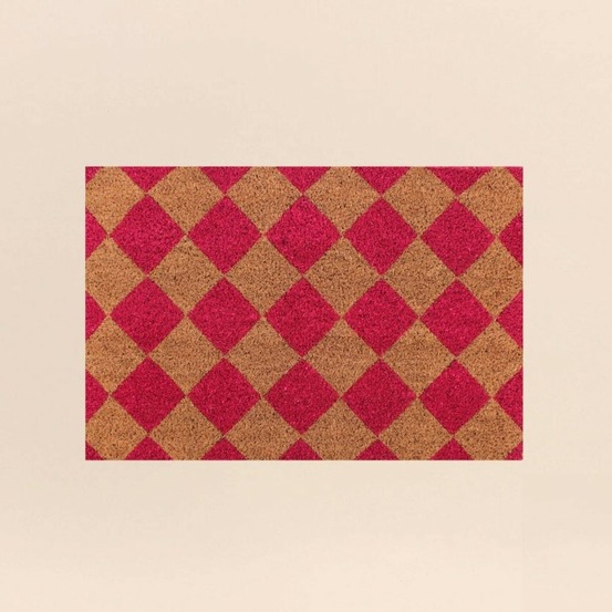 Paillasson coco imprimé damiers 40x60cm