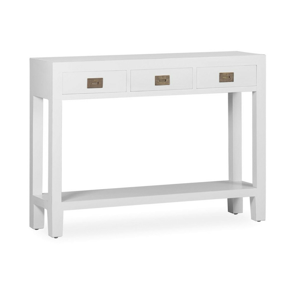 Console 3 tiroirs bronze bois blanc - mélicia décoration d'autrefois