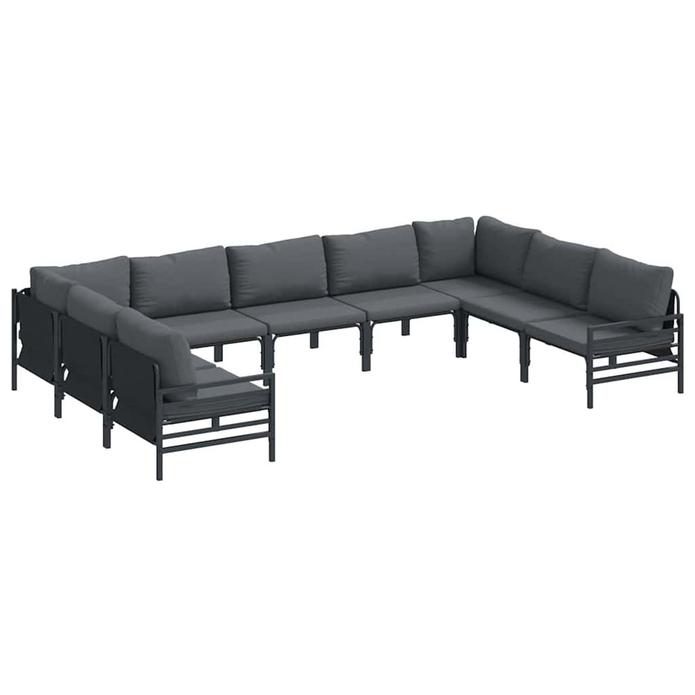 Ensemble de canapé de jardin avec coussin 9 pcs noir acier