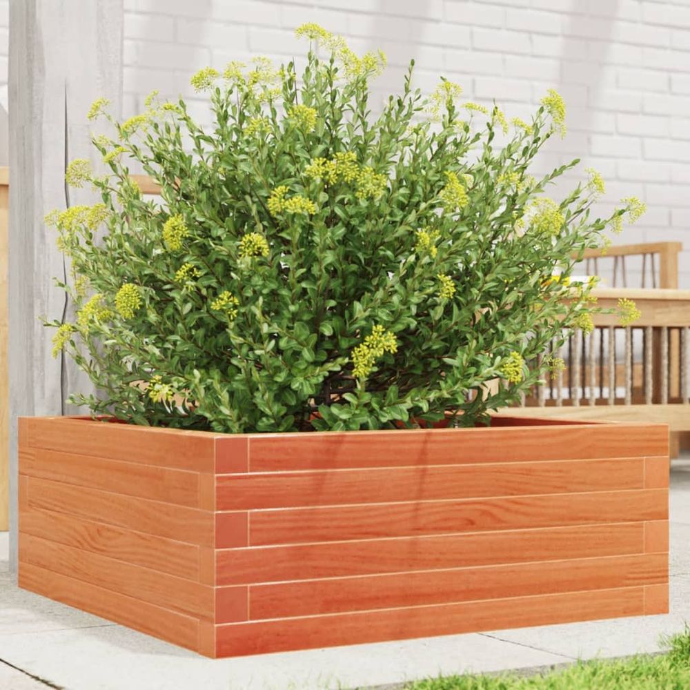Jardinière carrée pin massif potager pour jardin cire marron 60x60cm