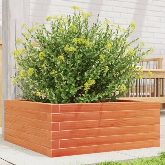 Jardinière carrée pin massif potager pour jardin cire marron 60x60cm