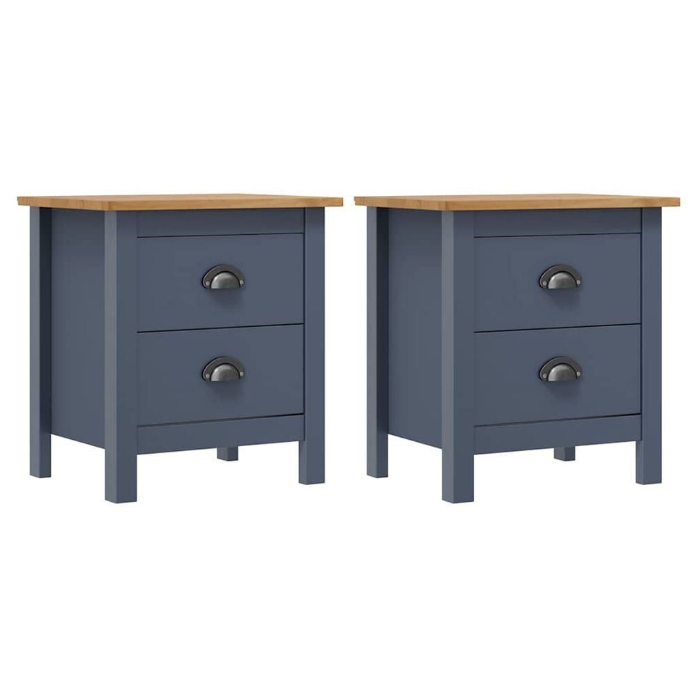 Tables de chevet hill 2 pcs gris 46x35x49,5 cm bois de pin