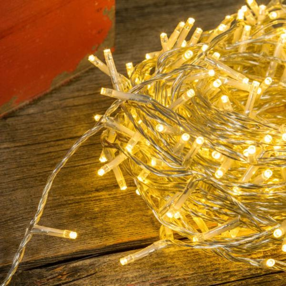 Guirlande lumineuse 25m 360 miniled blanc chaud 8 jeux de lumière câble transparent lotti