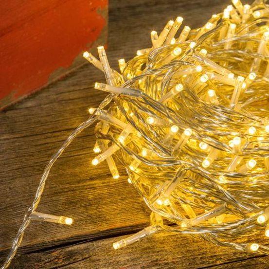 Guirlande lumineuse 25m 360 miniled blanc chaud 8 jeux de lumière câble transparent lotti