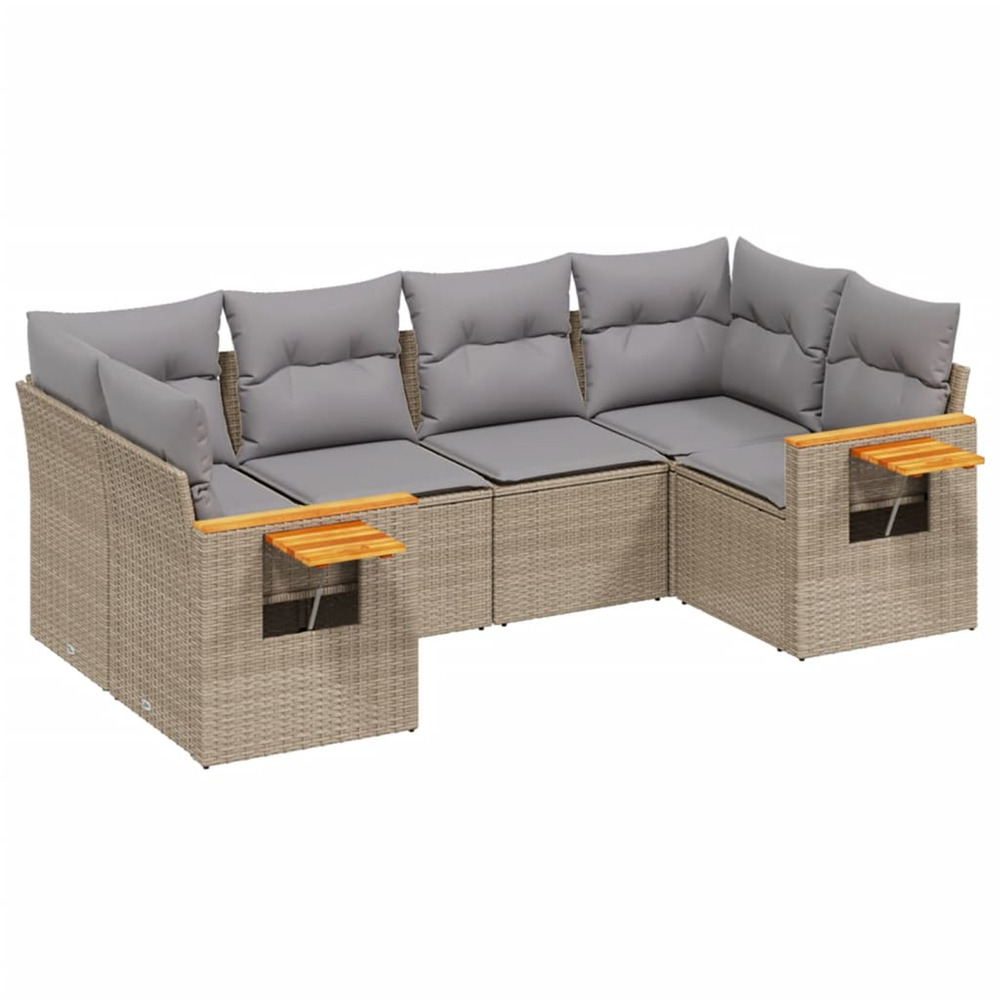 Salon de jardin avec coussins 6 pcs beige résine tressée