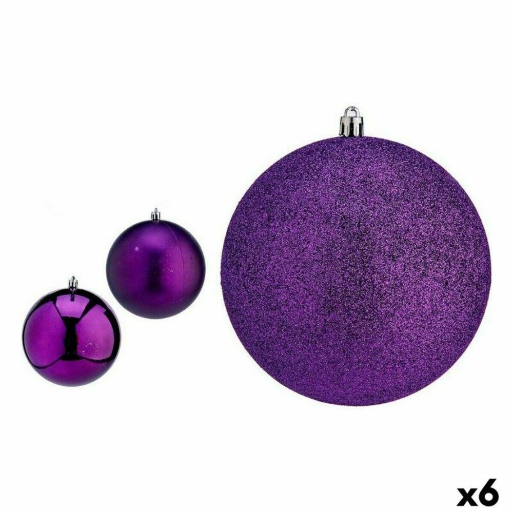 Lot de boules de noël violet pvc ø 12 cm (6 unités)