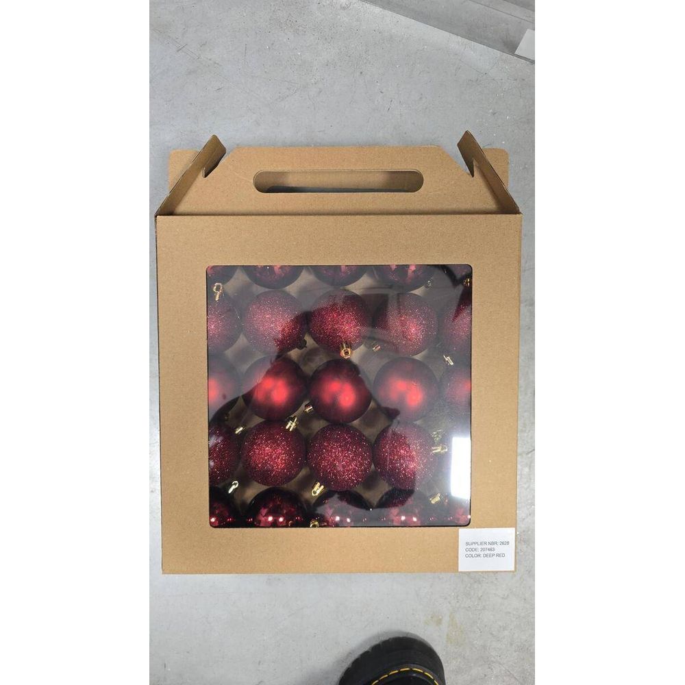 Lot de 25 boules de noël jokli en plastique grenat d. 60 mm