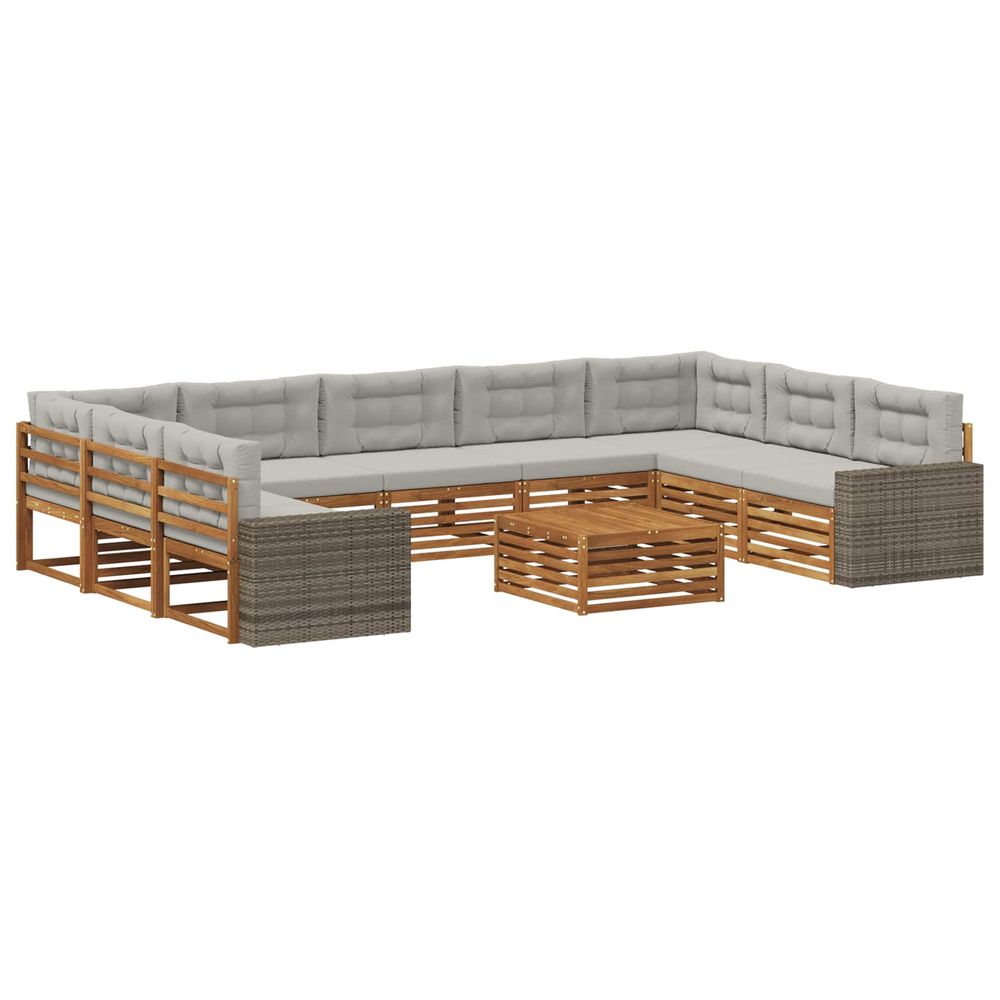 Ensemble de canapés d'extérieur 10 pc naturel et gris clair
