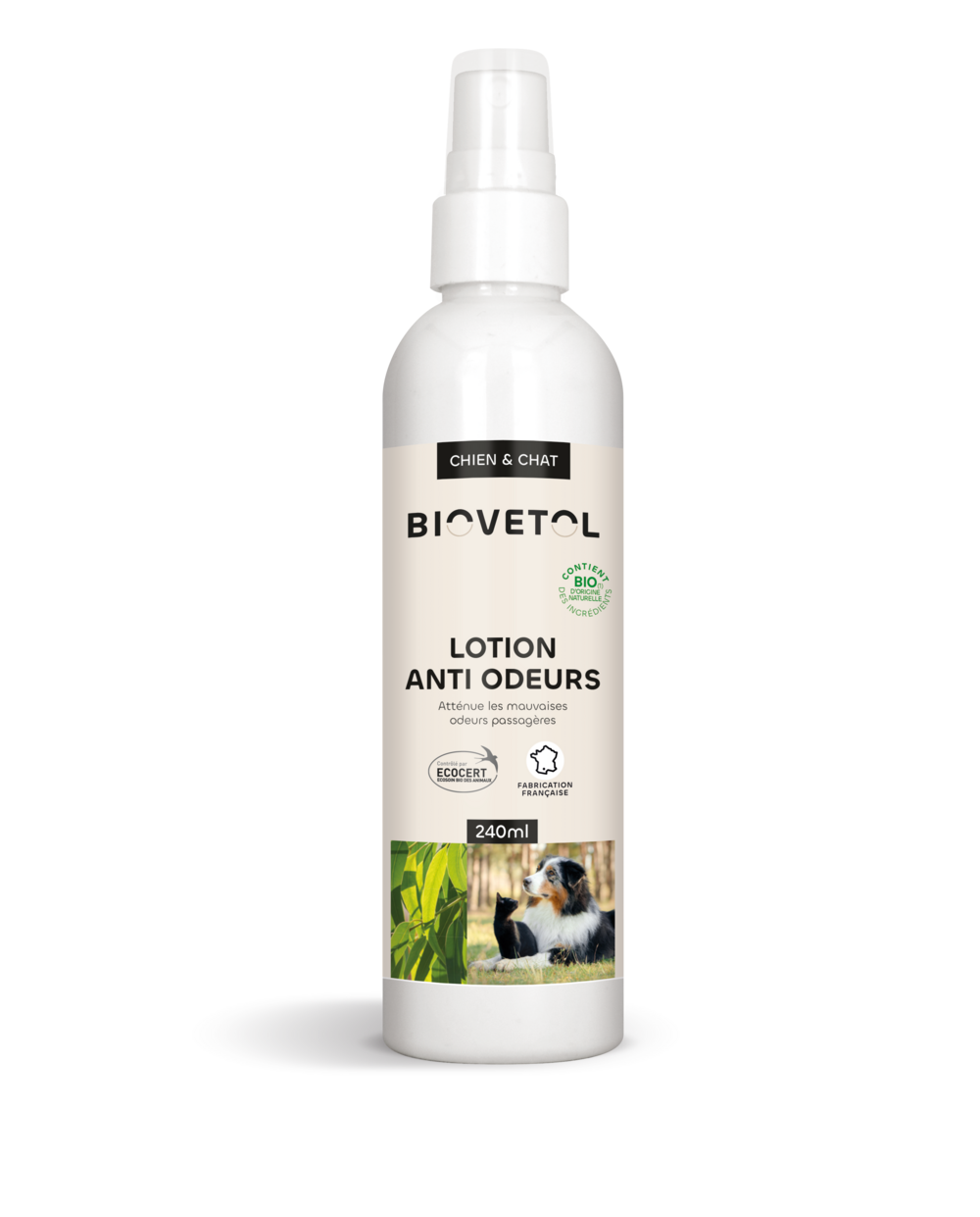 Lotion anti-odeur - chien chat bio certifié ecocert - 240ml