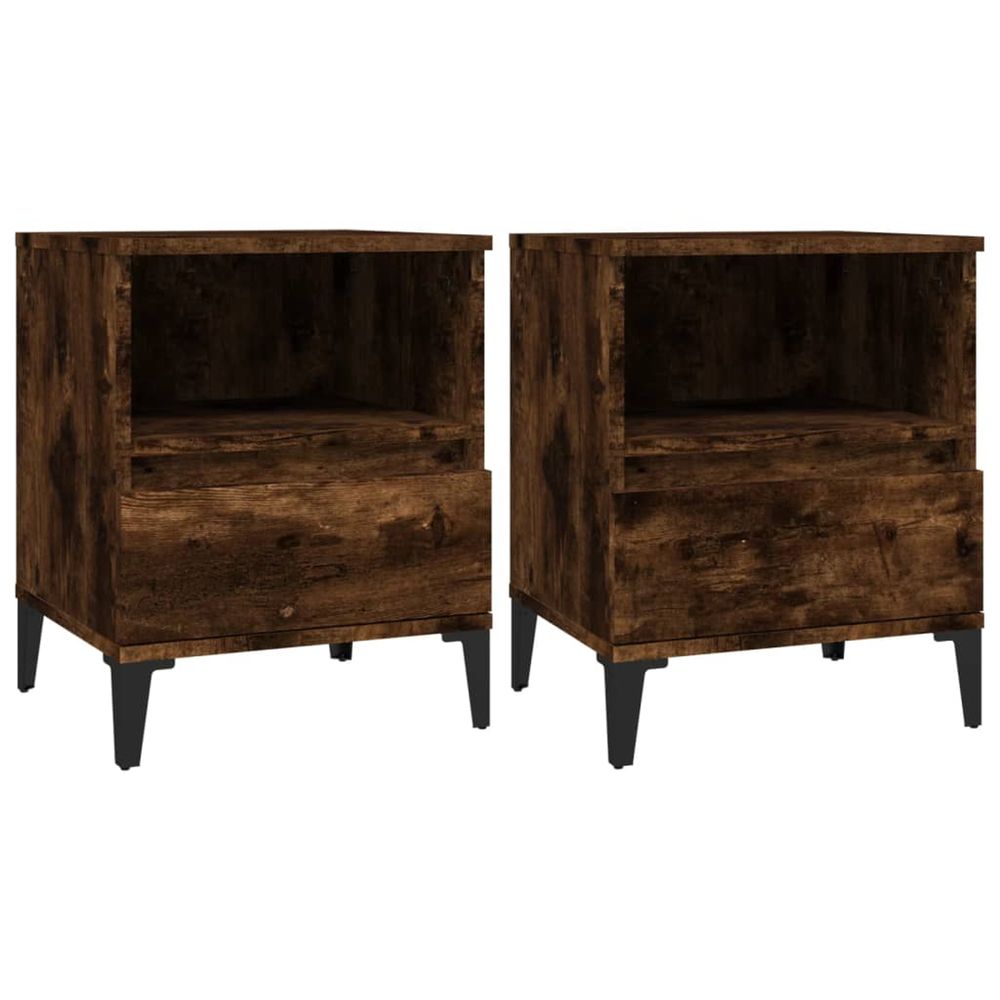 Tables de chevet 2 pcs chêne fumé 40x35x50 cm