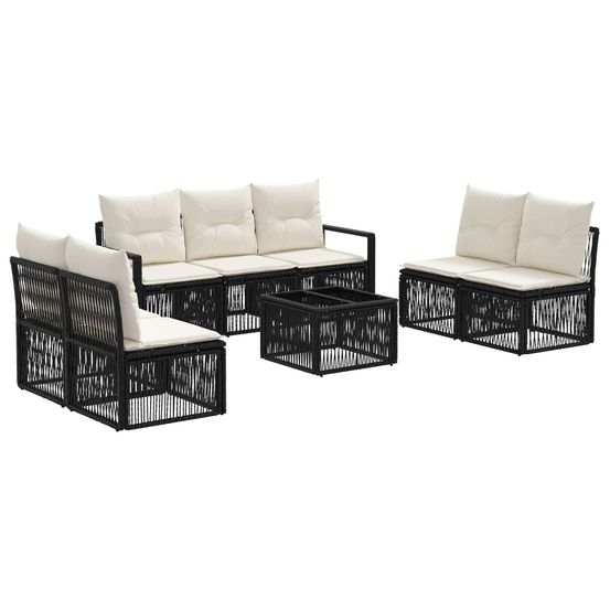Ensemble de canapé de jardin 8 pc noir polyrotin