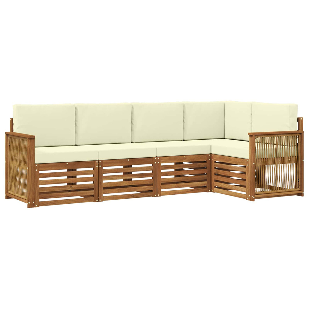 Ensemble de canapé d'angle avec coussin 4 pcs naturel et crème