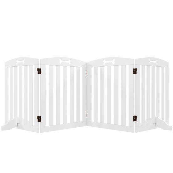 Barrière modulable mdf chiens intérieur 4 panneaux pieds antidérapants 207x61cm blanc