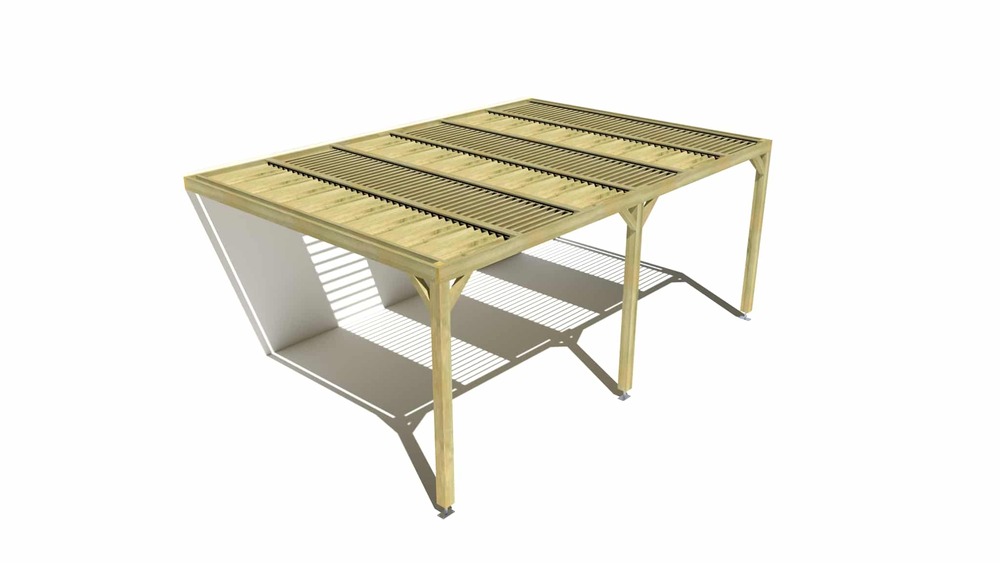 Pergola bois • 6m x 4m • adossée • sens profondeur • lames orientables bioclimatiques incluses • livraison comprise