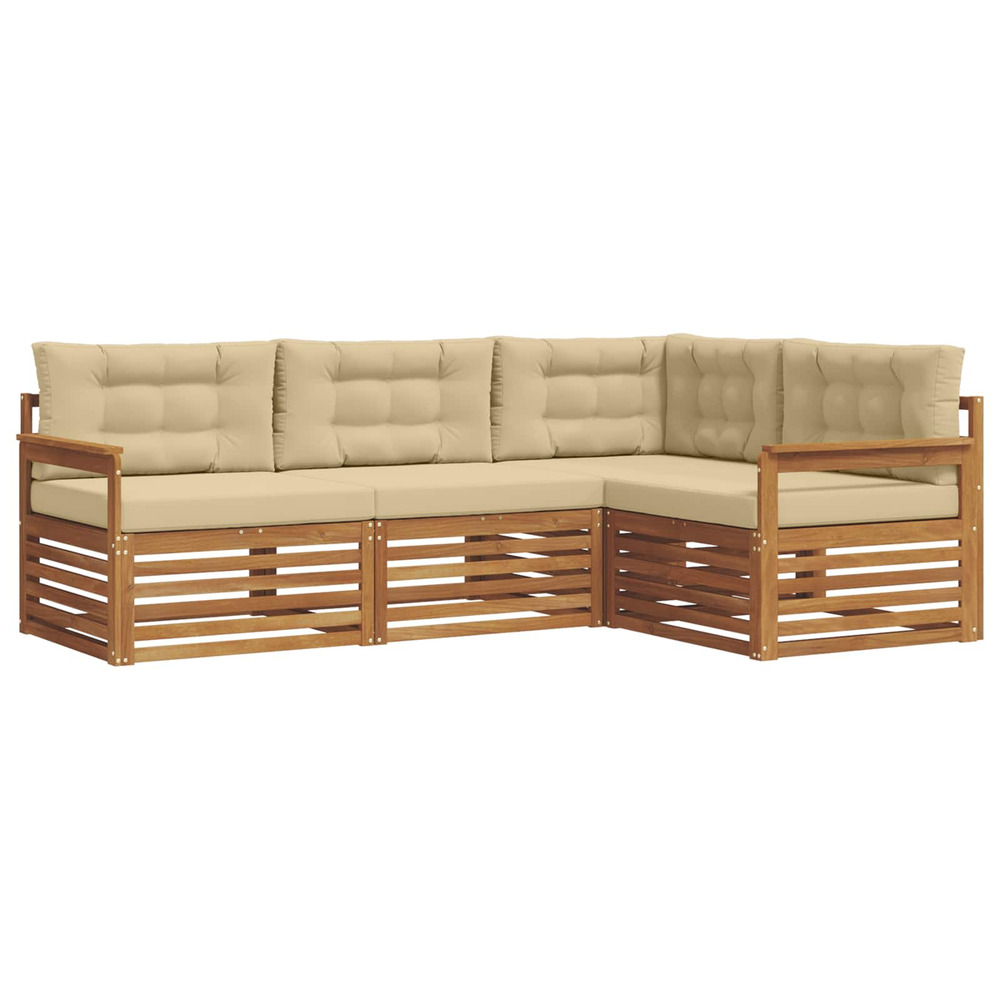 Ensemble de canapés d'extérieur 4 pcs naturel et beige