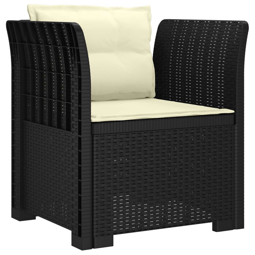 Fauteuil 1 place avec coussins look rotin pp anthracite