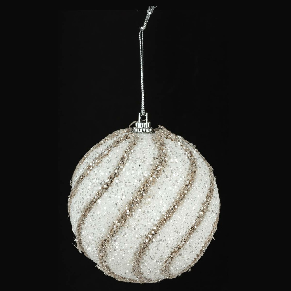 Boule de noël pailletée et fil jute d8