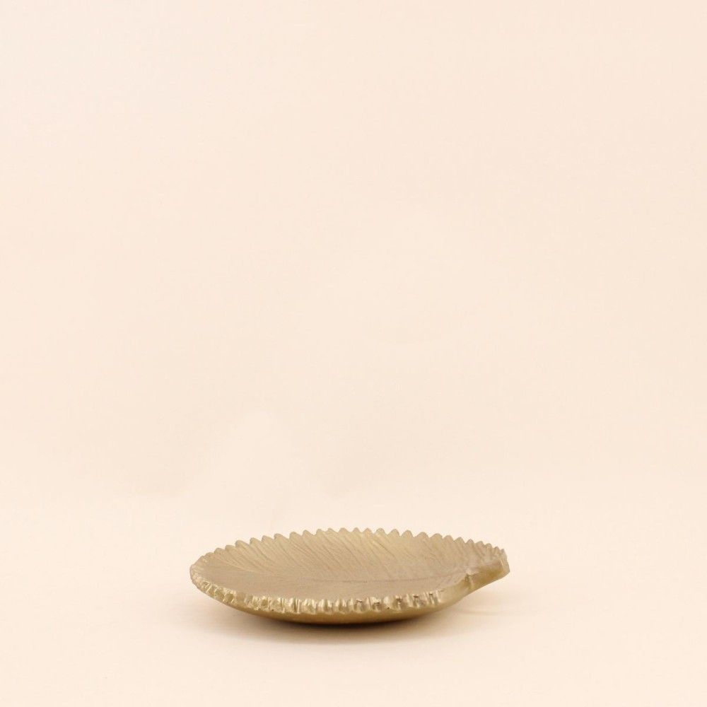 Vide poche feuille en polyrésine doré 20cm