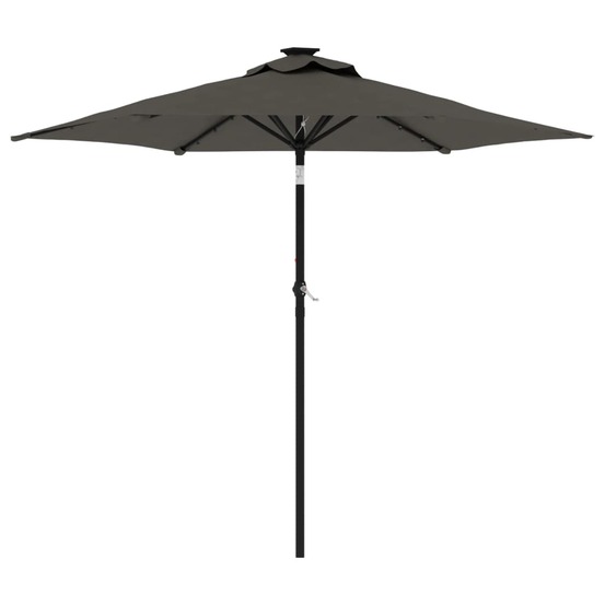 Parasol de jardin led et mât en acier anthracite 225x225x212 cm