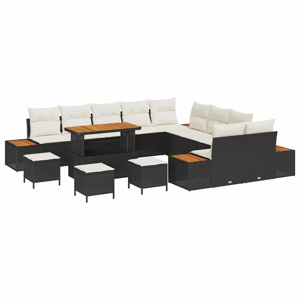 Ensemble de canapé de jardin 14 pièces 13-nombre de places noir