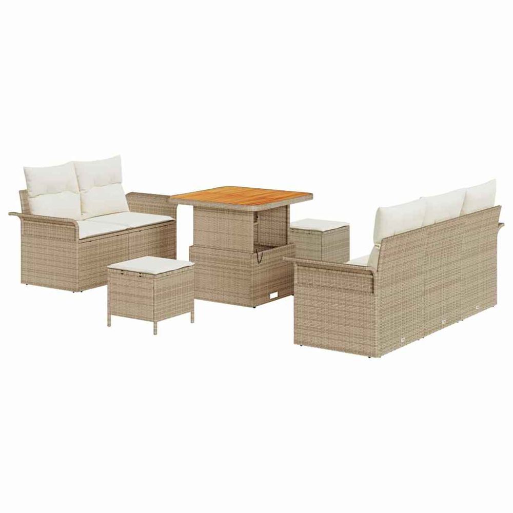 Ensemble de canapé de jardin 8 pc beige polyrotin