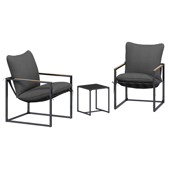 Ensemble de canapé de jardin 3 pcs noir et anthracite acier