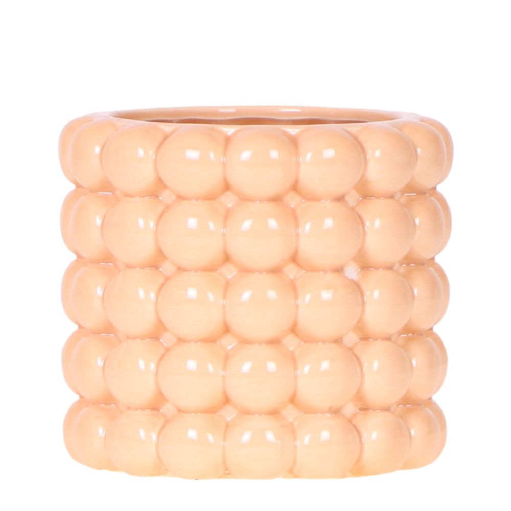Cache-pot céramique - rondeurs colorées et gaies - pot de 9cm - pêche