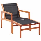 Chaise de jardin et repose-pied eucalyptus solide et textilène