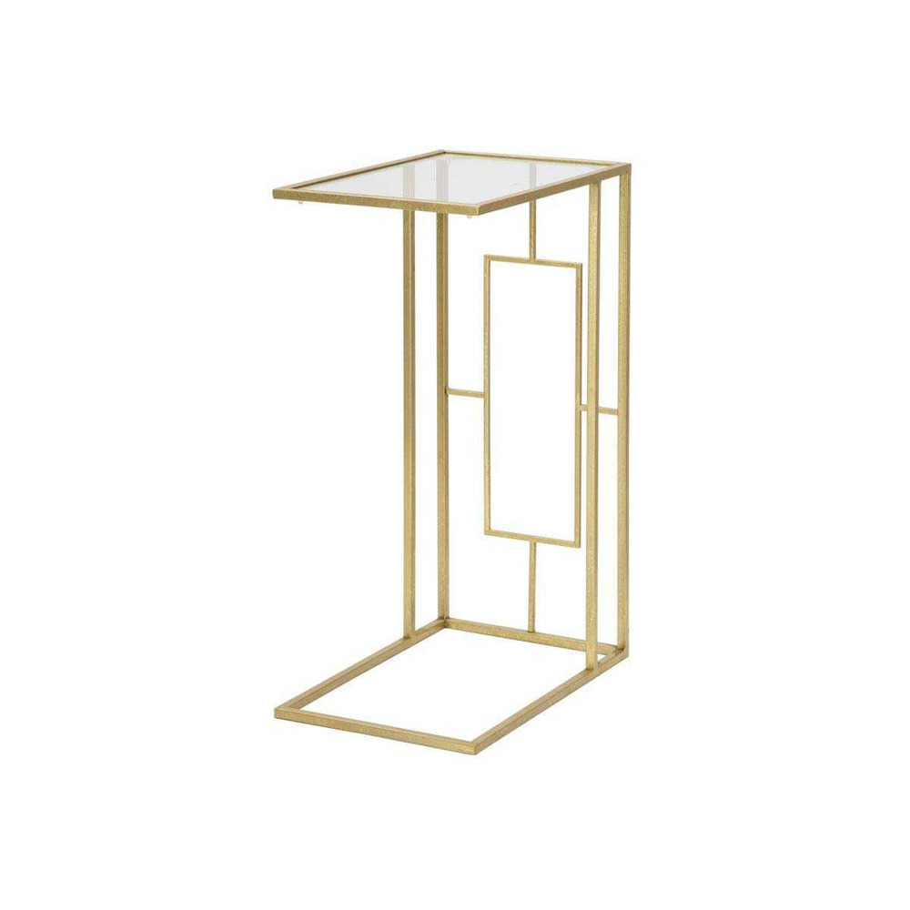 Selette en métal doré cube et verre 40.5 x 25.5 x 60 cm