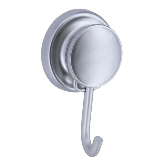 Crochet aluminium sur ventouse - chrome