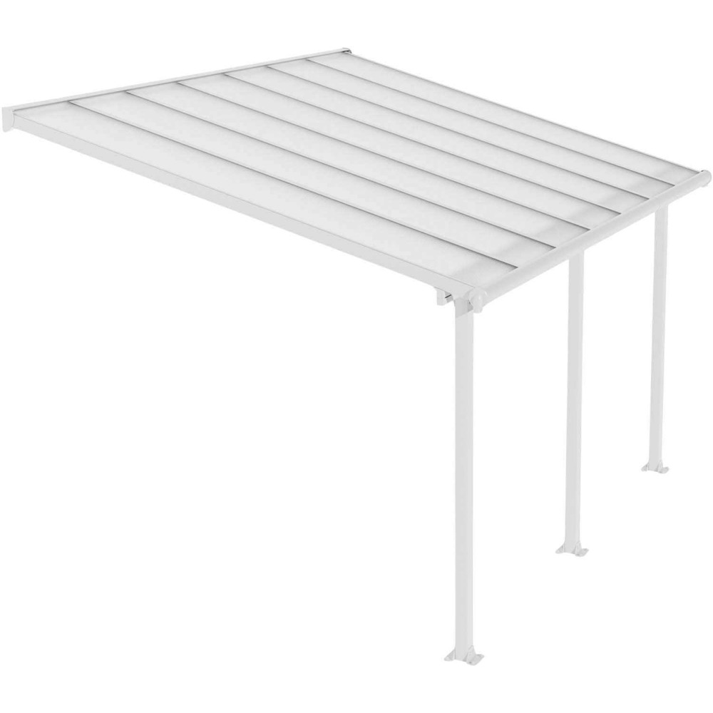 Pergola à adosser en aluminium blanc et polycarbonate olympia 3 x 4.3 m
