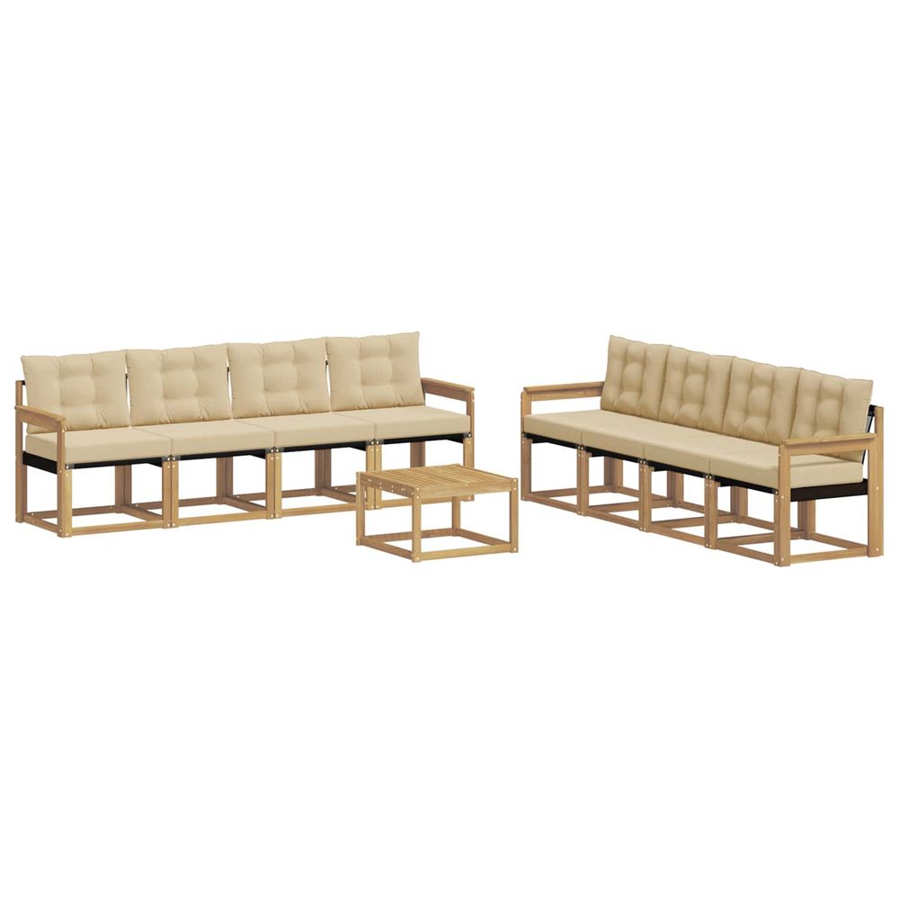 Ensemble de canapés d'extérieur 9 pc blanc et beige