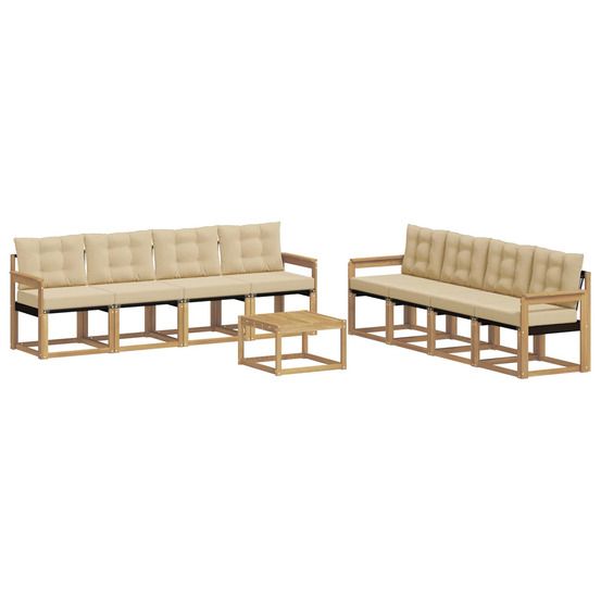 Ensemble de canapés d'extérieur 9 pc blanc et beige