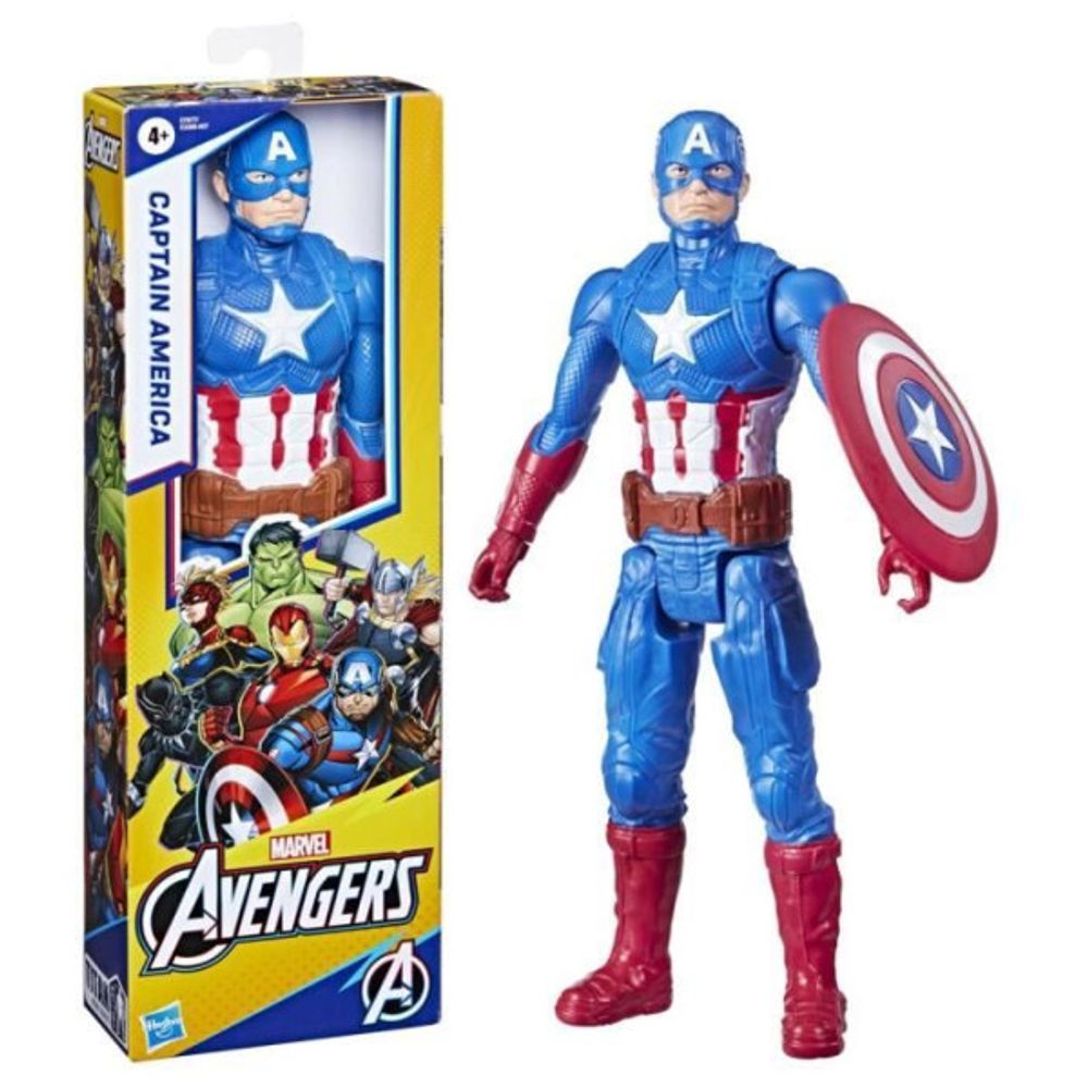 Figurine captain america 30 cm, jouet avengers titan hero series pour enfants a partir de 4 ans, marvel