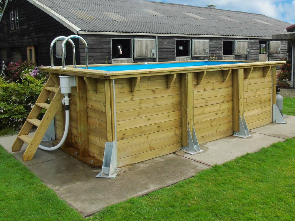 Piscine bois azura 4,00 x 2,00 x 1,26 m - liner bleu