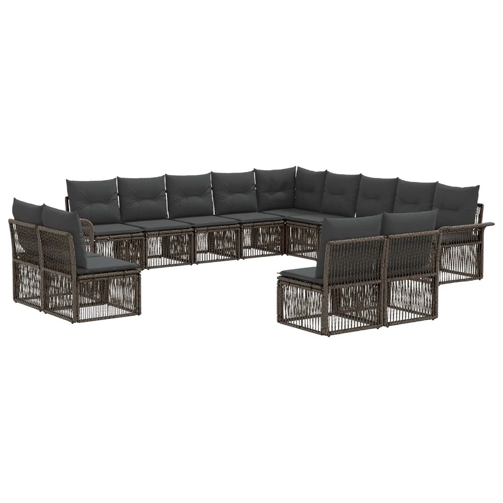 Ensemble de canapé de jardin 13 pc gris polyrotin