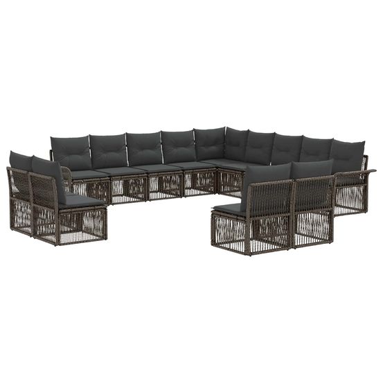 Ensemble de canapé de jardin 13 pc gris polyrotin