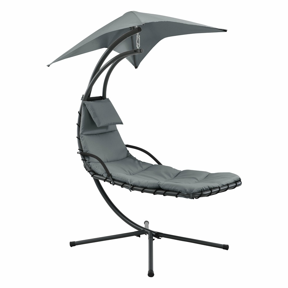Bain de soleil suspendu support sur pied 166 x 116 x 210 cm noir gris