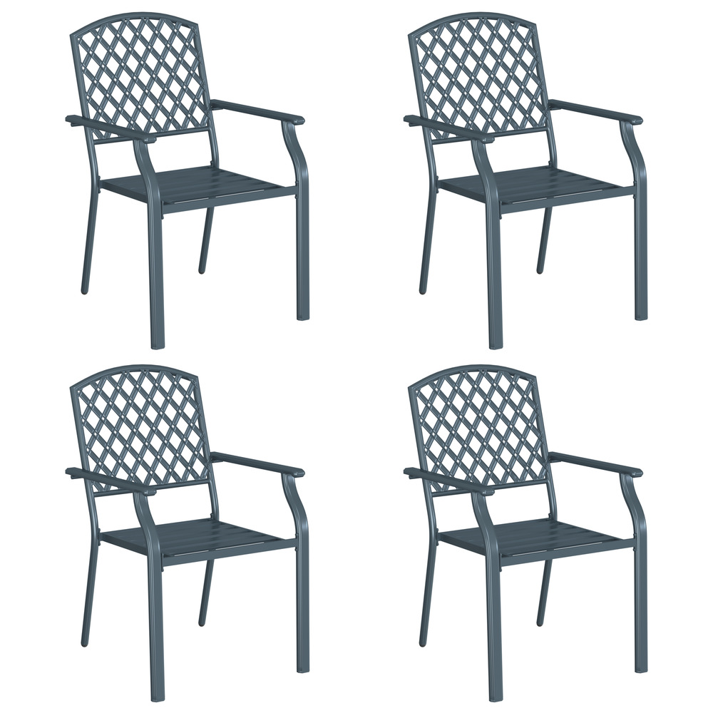 Chaises de jardin 4 pcs empilables en acier anthracite