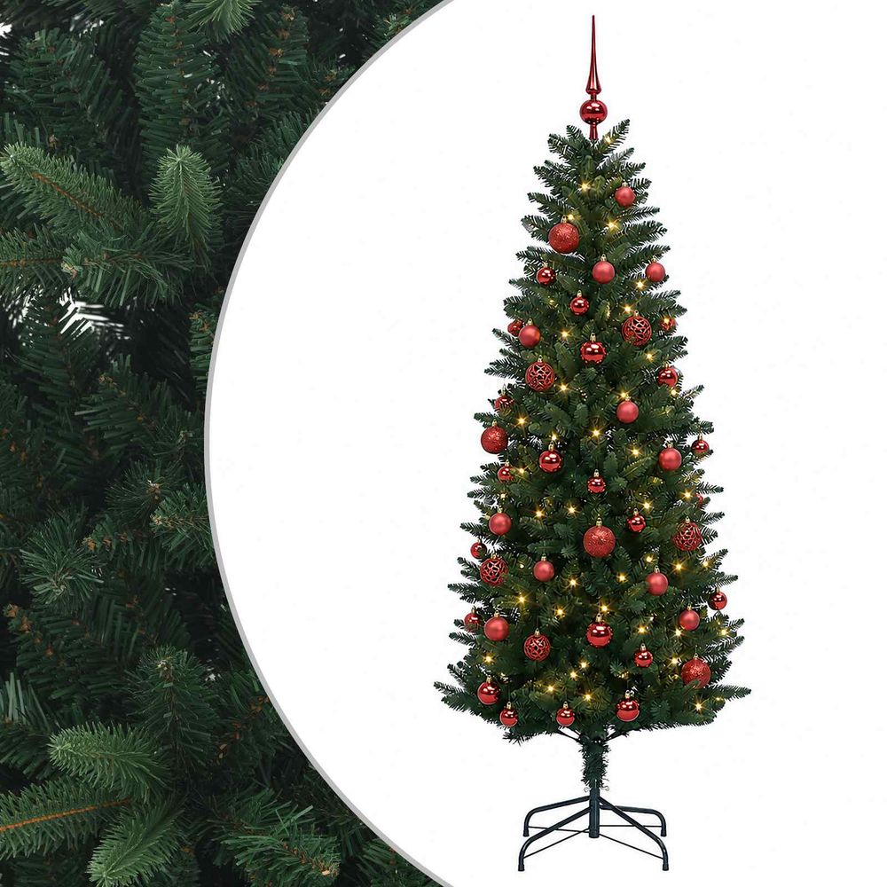 Arbre de noël artificiel avec boule 150 cm 150 led blanc chaud