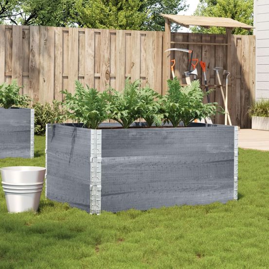 Carré potager haut gris en bois massif pour balcon terrasse modulable 120x80x60,5 cm