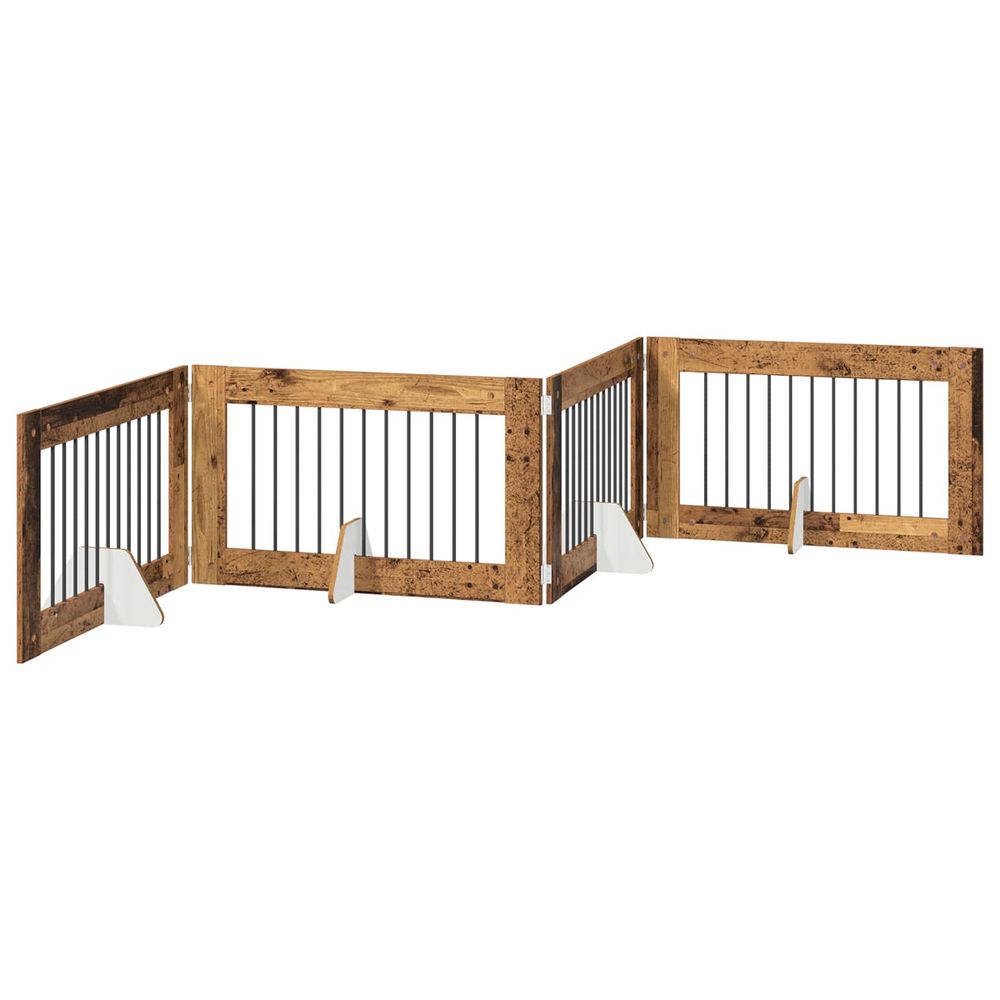 Porte de chien pliable avec supports 4 pc bois ancien 401 cm