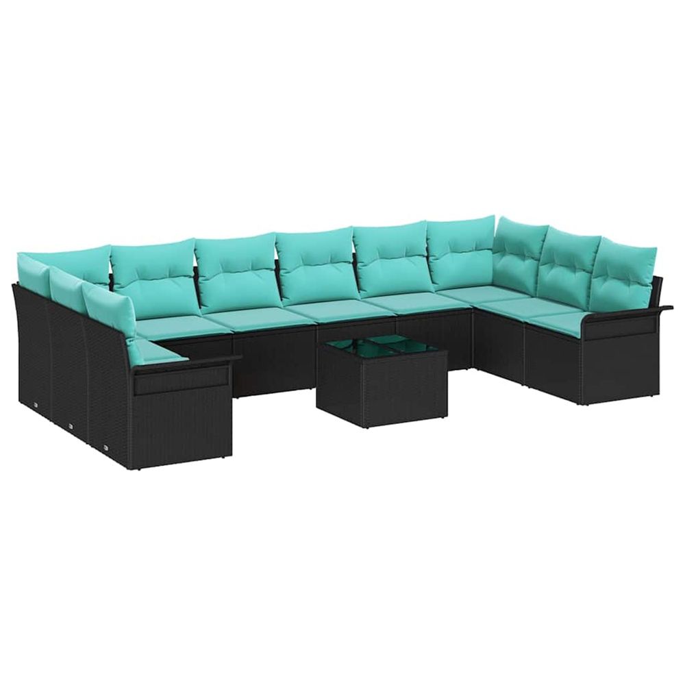 Ensemble de canapé de jardin 11 pc noir polyrotin